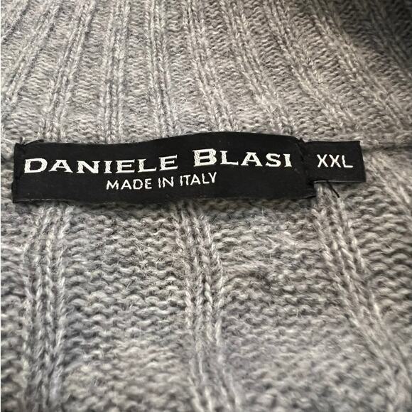 Daniele Blasi Men's Cable Knit Sweater in Gray Wool Blend 1/4 Zipper Size XXL - Picture 4 of 6